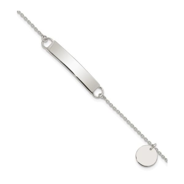 Sterling Silver Curb Link ID Bracelet with Sliding Accent - 7.5
