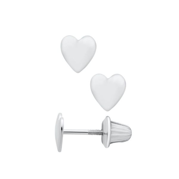 Kid's Sterling Silver Heart Earrings Amos Jewelry Wray, CO