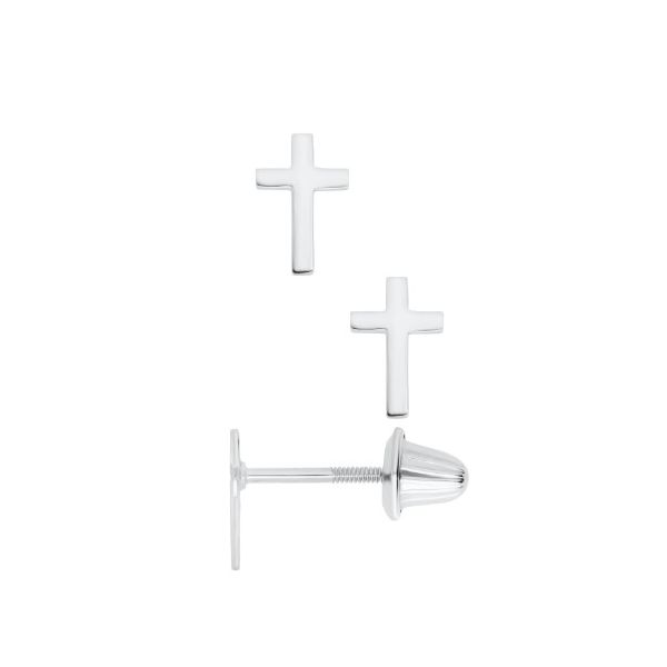 Kid's Sterling Silver Cross Earrings Amos Jewelry Wray, CO