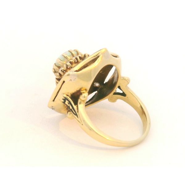 Estate Black Enamel, Opal, and Diamond Ring Image 3 Amos Jewelry Wray, CO