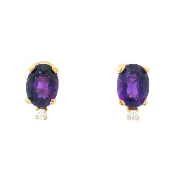 14KY Oval Amethyst Natural Diamond Earrings Amos Jewelry Wray, CO