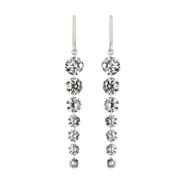 14KW Round Lab Grown Diamond Suspended Drilled Diamond Earrings Amos Jewelry Wray, CO