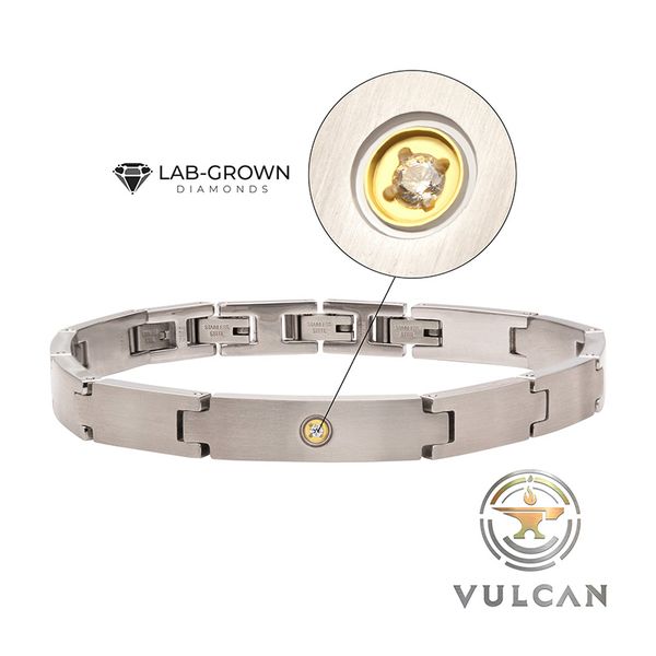Stainless Steel Link Bracelet with Lab-Grown Diamonds Amos Jewelry Wray, CO
