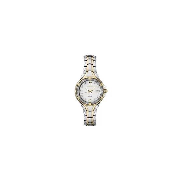 Seiko women's solar diamond watch hot sale