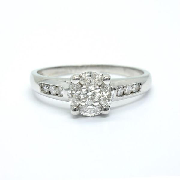 14k White Gold Marquis Diamond Halo Engagement Ring Arezzo Jewelers Elmwood Park, IL