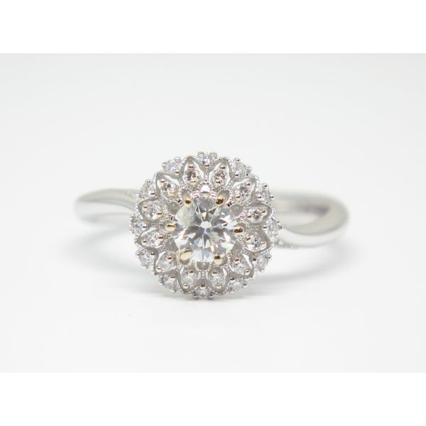 18k White gold Ornate Design Diamond Engagement Ring Arezzo Jewelers Elmwood Park, IL