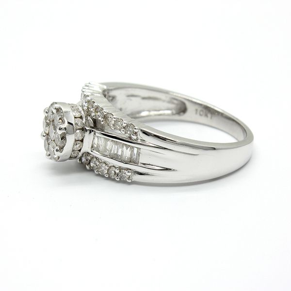 White Gold Three Row Cluster Engagement Ring Image 2 Arezzo Jewelers Elmwood Park, IL