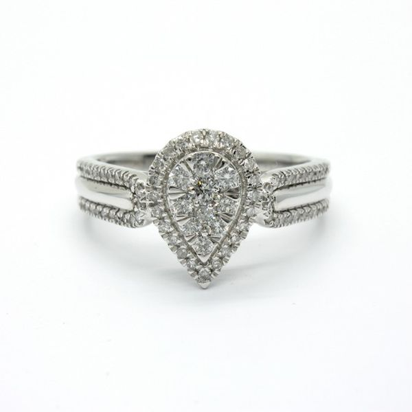 Sterling Silver Pear Halo Cluster Engagement Ring Arezzo Jewelers Elmwood Park, IL