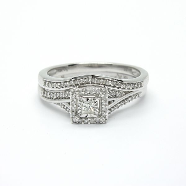 10k White Gold Diamond Bridal Set Image 2 Arezzo Jewelers Elmwood Park, IL