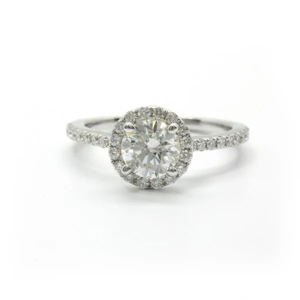 14k White Gold Diamond Halo Engagement Ring Arezzo Jewelers Elmwood Park, IL