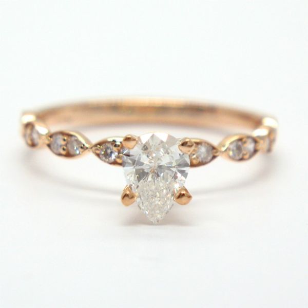 14K Rose Gold Diamond Ring With Pear Diamond Arezzo Jewelers Elmwood Park, IL