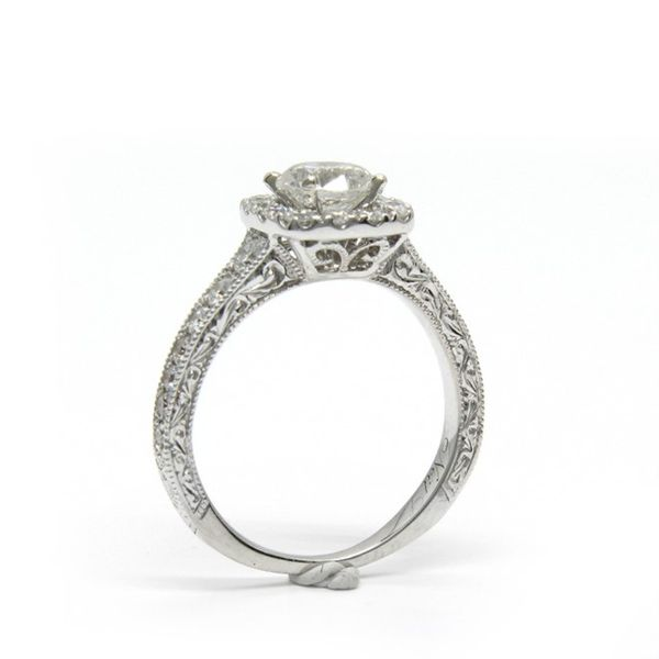 14k White Gold Halo Engagement Ring Image 3 Arezzo Jewelers Elmwood Park, IL