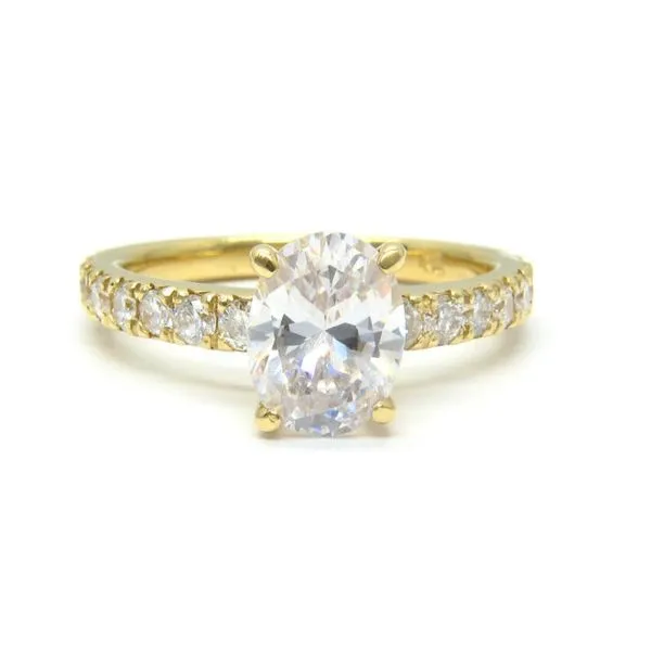 Yellow Gold Single Row Diamond Engagement Ring Arezzo Jewelers Elmwood Park, IL