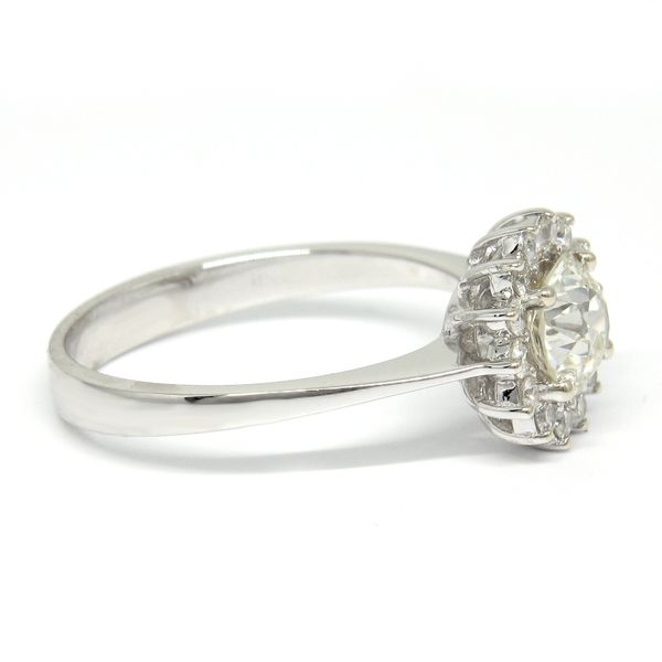 White Gold Diamond Halo Engagement Ring with Euro-Cut Diamond - .75cts Image 2 Arezzo Jewelers Elmwood Park, IL