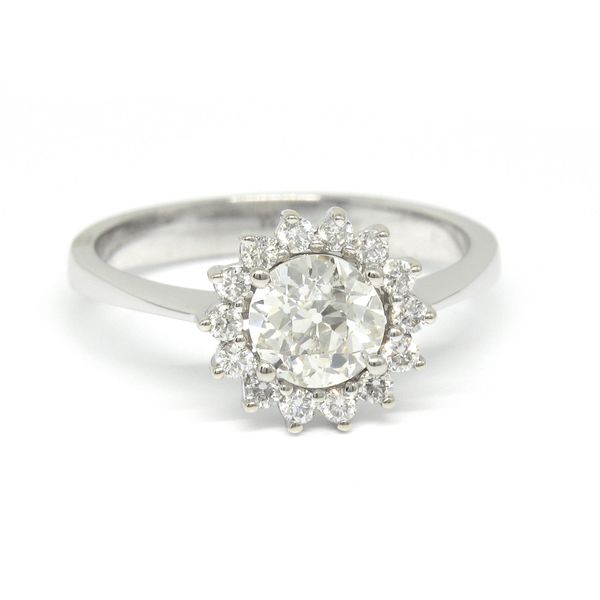 White Gold Diamond Halo Engagement Ring with Euro-Cut Diamond - .75cts Arezzo Jewelers Elmwood Park, IL