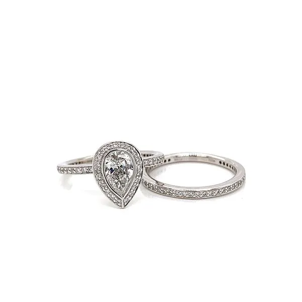 Ritani Platinum Diamond Bridal Eternity Set with Pear Diamond Image 2 Arezzo Jewelers Elmwood Park, IL