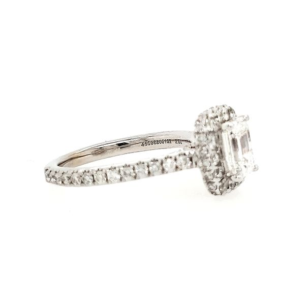 14k White Gold Emerald Pave Halo Diamond Engagement Ring Image 2 Arezzo Jewelers Elmwood Park, IL