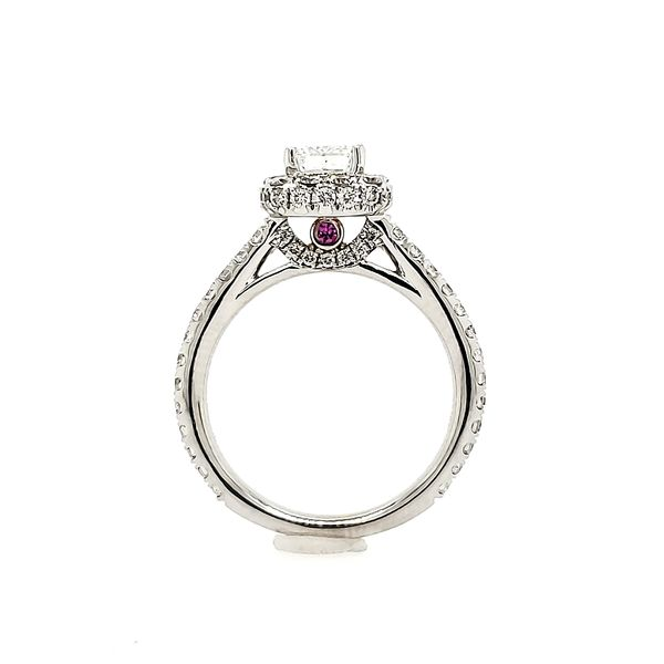 14k White Gold Emerald Pave Halo Diamond Engagement Ring Image 3 Arezzo Jewelers Elmwood Park, IL