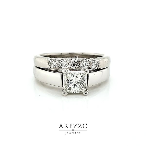 Platinum Solitaire Engagement Ring Mounting with Matching Band Arezzo Jewelers Elmwood Park, IL