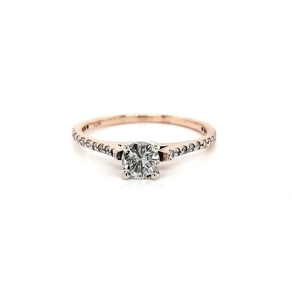 Rosé Petite Straignt row Pave Engagement Ring Arezzo Jewelers Elmwood Park, IL