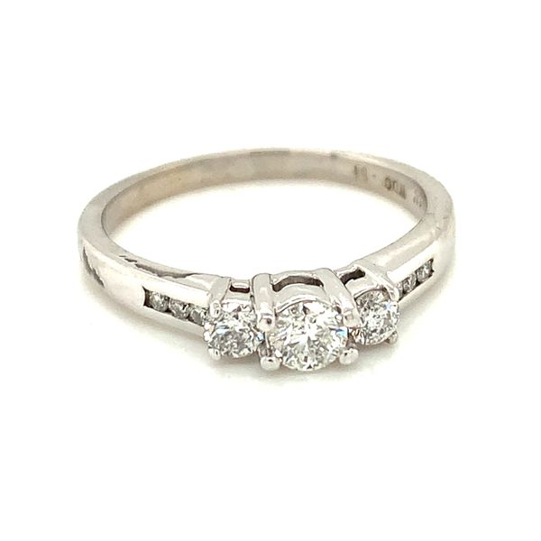 14k White Gold Three Stone Diamond Engagement Ring Arezzo Jewelers Elmwood Park, IL