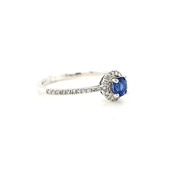 14k White Gold Sapphire and Diamond Halo Engagement Ring Image 2 Arezzo Jewelers Elmwood Park, IL