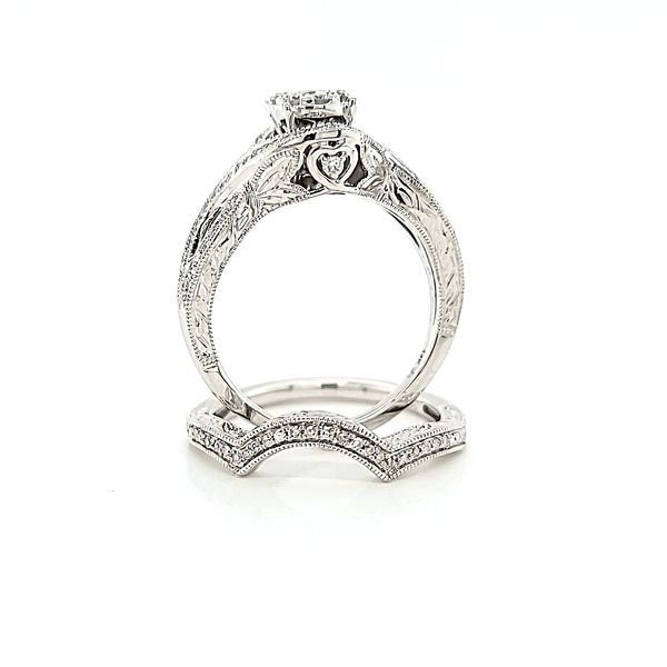 14k White Gold Diamond Halo Engagement Ring Set Image 4 Arezzo Jewelers Elmwood Park, IL