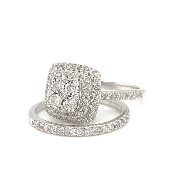 10k White Gold Pear Shaped Double Halo Engagement Ring Set Image 4 Arezzo Jewelers Elmwood Park, IL