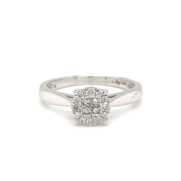 10k White Gold Pear Shaped Double Halo Engagement Ring Set Image 5 Arezzo Jewelers Elmwood Park, IL