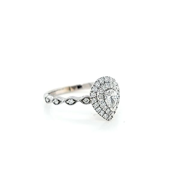 Pear Shaped Double Halo Diamond Engagement Ring 14k White Gold, .45cts TW Image 2 Arezzo Jewelers Elmwood Park, IL
