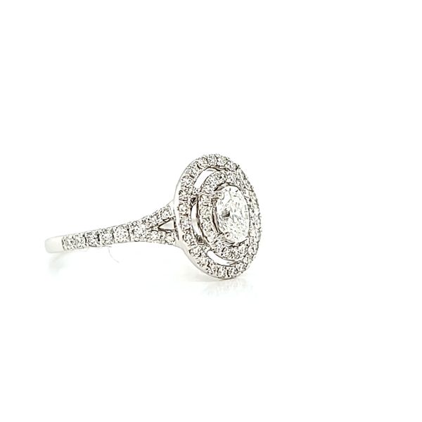 Platinum Oval Diamond Engagement with Ring Double Halo Design Image 2 Arezzo Jewelers Elmwood Park, IL