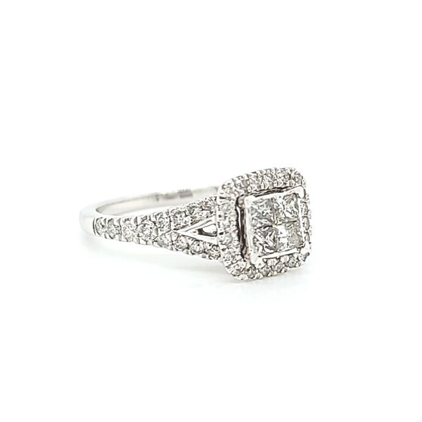 14k White Gold Halo Cluster Diamond Engagement Ring, 1.00cts Image 2 Arezzo Jewelers Elmwood Park, IL