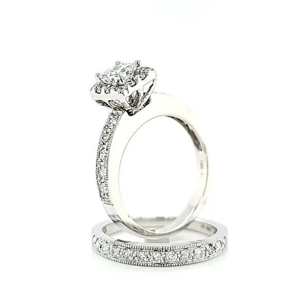 Princess Cut Halo Diamond Engagement Ring and Matching Wedding Band Set, 1.25cts TW Image 3 Arezzo Jewelers Elmwood, IL