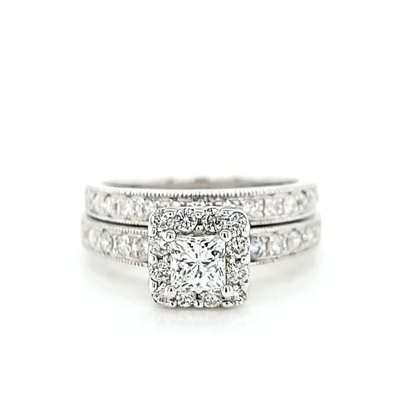 Princess Cut Halo Diamond Engagement Ring and Matching Wedding Band Set, 1.25cts TW Arezzo Jewelers Elmwood Park, IL