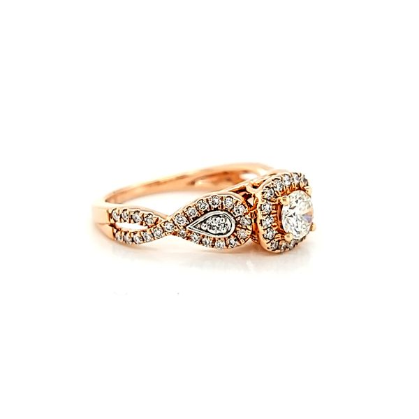 14k Rosé Gold Halo Diamond Engagement Ring Image 2 Arezzo Jewelers Elmwood Park, IL