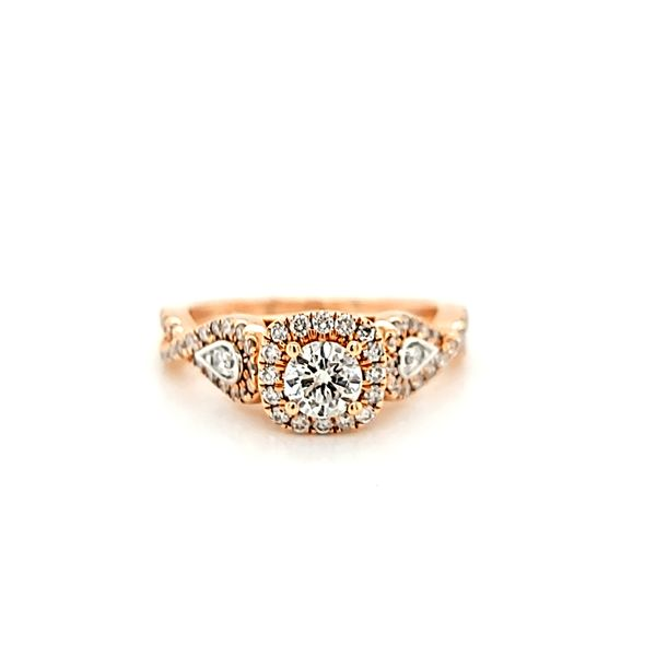 14k Rosé Gold Halo Diamond Engagement Ring Arezzo Jewelers Elmwood Park, IL