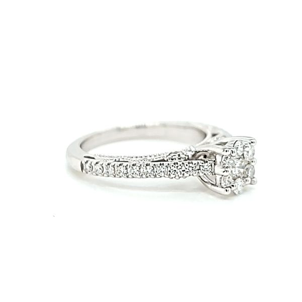 14k White Gold Art Deco Diamond Halo Engagement Ring Image 2 Arezzo Jewelers Elmwood Park, IL