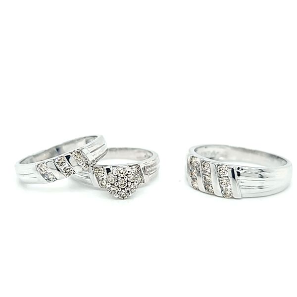10k White Gold His & Hers Engagement Ring and Bridal Set Image 2 Arezzo Jewelers Elmwood Park, IL
