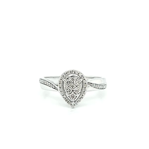 10k White Gold Pear Halo Diamond Engagement Ring Arezzo Jewelers Elmwood Park, IL