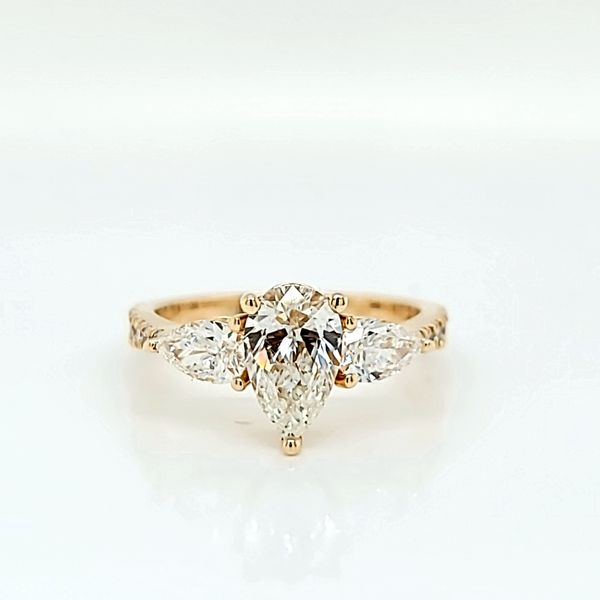 14k Yellow Gold Three Stone Pear Diamond Engagement Ring Arezzo Jewelers Elmwood Park, IL