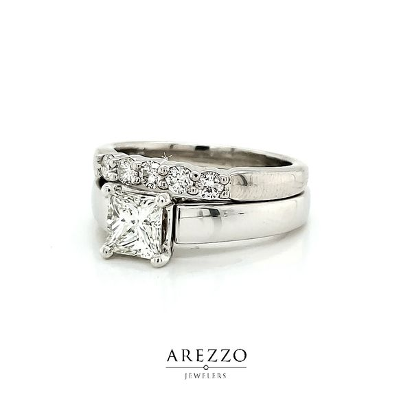 Platinum Solitaire Princess Cut Diamond Engagement Bridal Set Image 2 Arezzo Jewelers Elmwood Park, IL