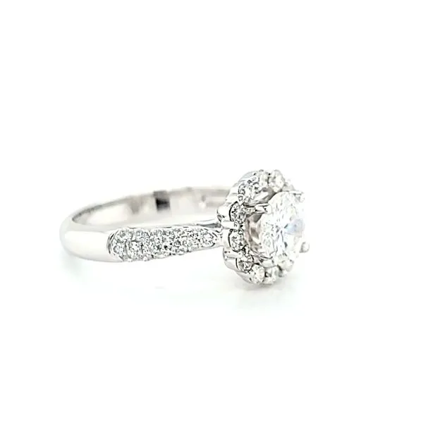 18k White Gold .94ct Round Diamond Halo Engagement Ring Image 2 Arezzo Jewelers Elmwood Park, IL