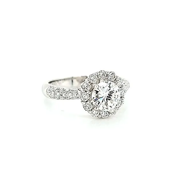 18k White Gold .94ct Round Diamond Halo Engagement Ring Image 3 Arezzo Jewelers Elmwood Park, IL