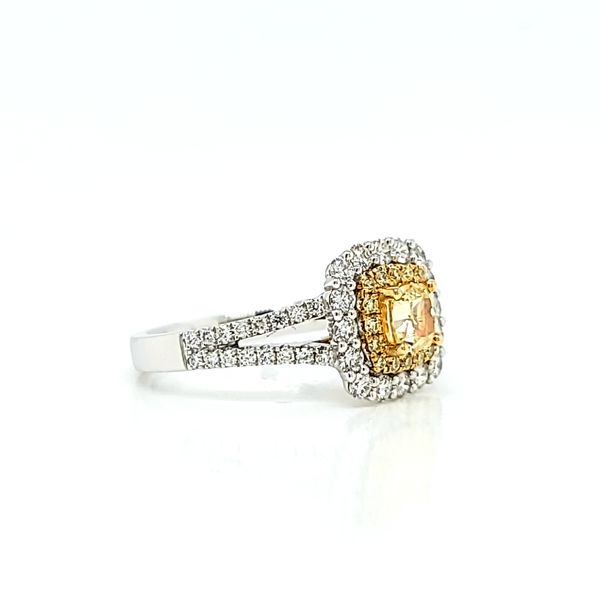18k Double Halo Diamond Yellow Natural Diamond Engagement Ring Image 2 Arezzo Jewelers Elmwood Park, IL