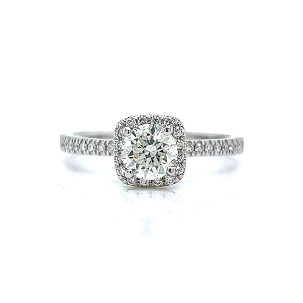 14k White Gold Round Diamond Halo Engagement Ring Arezzo Jewelers Elmwood Park, IL