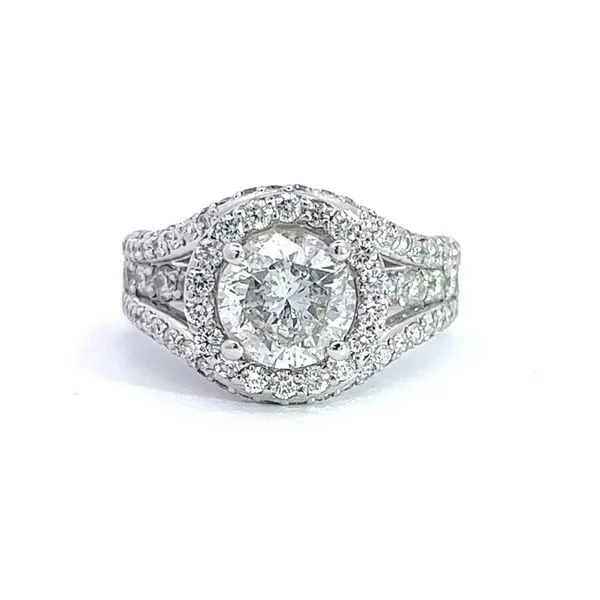 2.32ct TW Natural Round Diamond Halo Engagement Ring Arezzo Jewelers Elmwood Park, IL