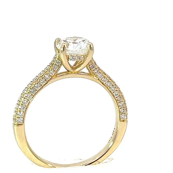 14k Yellow Gold Pave Hidden-Halo Round Diamond Engagement Ring Image 2 Arezzo Jewelers Elmwood Park, IL