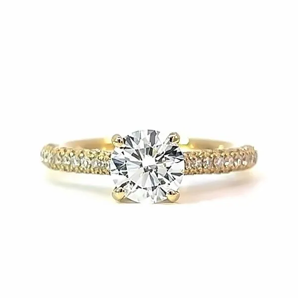 14k Yellow Gold Pave Hidden-Halo Round Diamond Engagement Ring Arezzo Jewelers Elmwood Park, IL