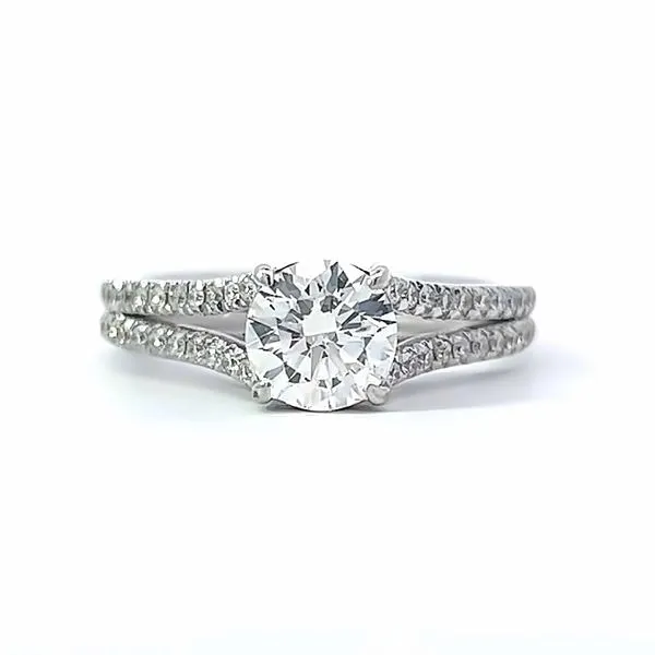 14K White Gold Split Shank Engagement Ring with Hidden Halo - GIA Certified Arezzo Jewelers Elmwood Park, IL