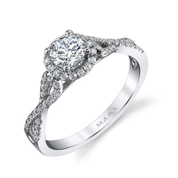 Elegant 14K White Gold Round Diamond Halo Engagement Ring Image 3 Arezzo Jewelers Elmwood Park, IL